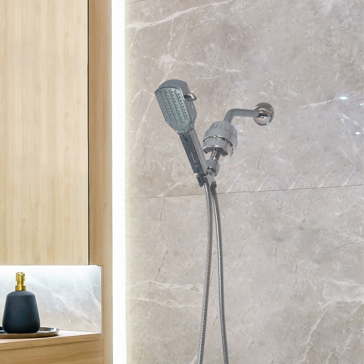 Detangler Combead Showerhead Complete Shower Kit