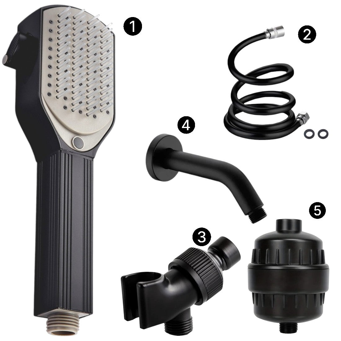 Detangler Combead Showerhead Complete Shower Kit
